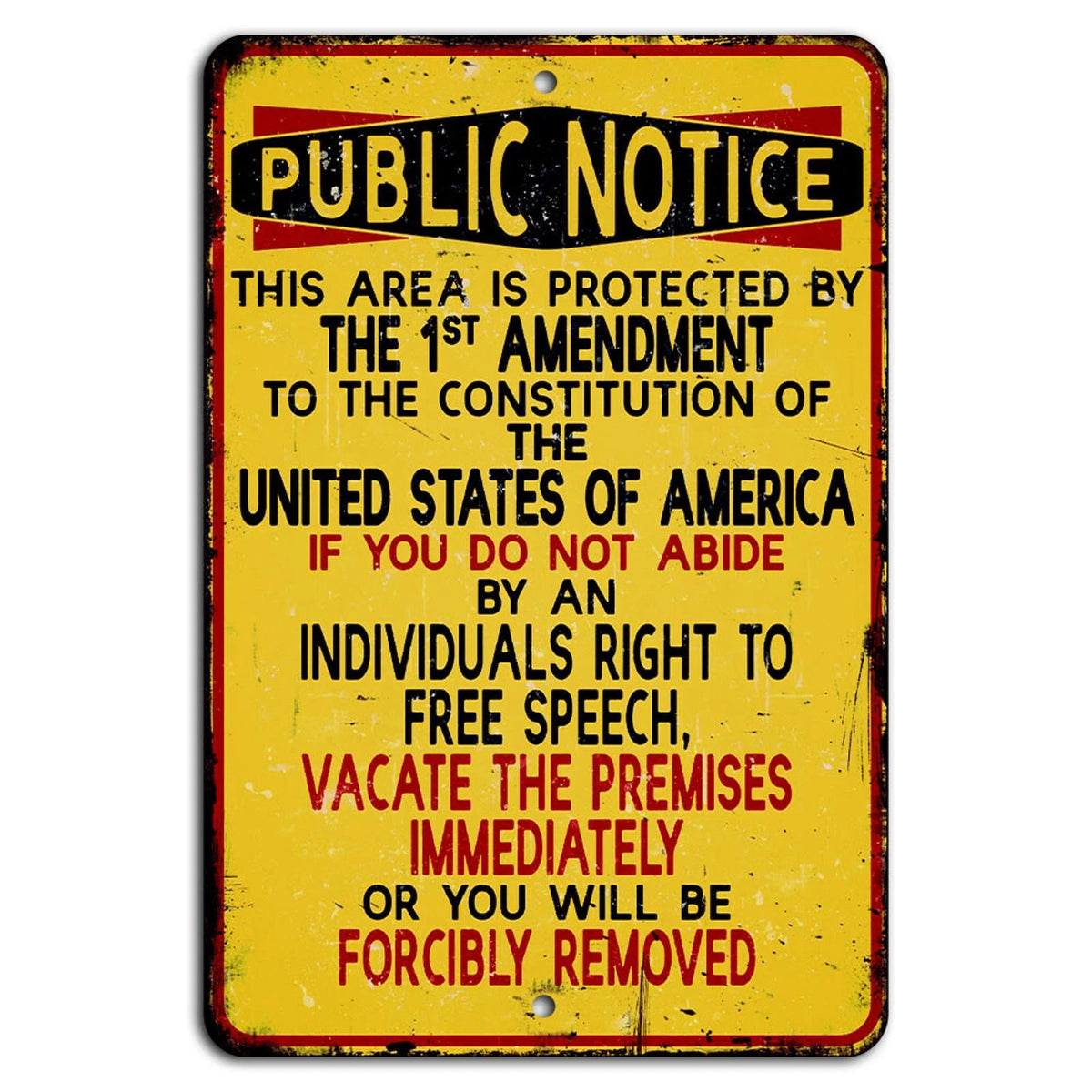 First Amendment Rustic Aluminum Sign — product artwork