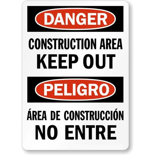 Danger Construction Area Keep Out Spanish Bilingual Sign — product artwork