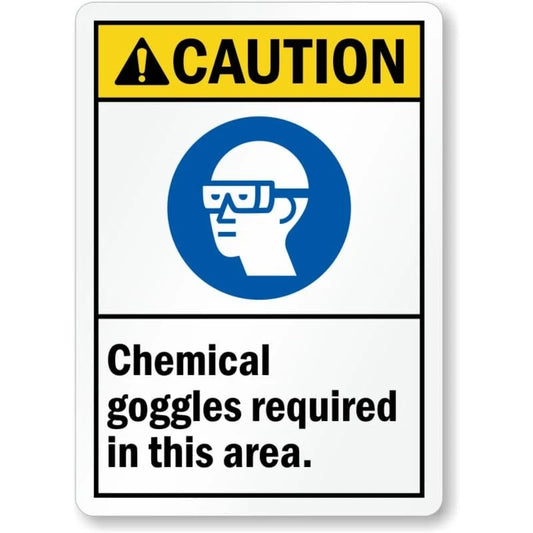 Chemical Goggles in Area Aluminum Sign — product artwork