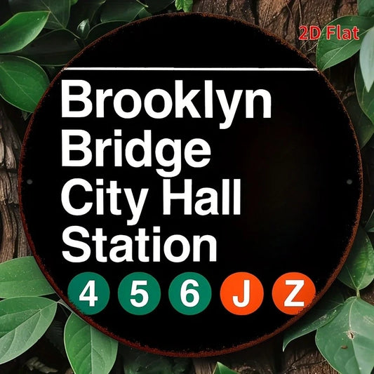 Brooklyn Bridge City Hall Station Round Aluminum Sign — product artwork