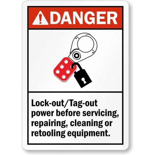 Lockout Tagout Required Warning Aluminum Sign — product artwork