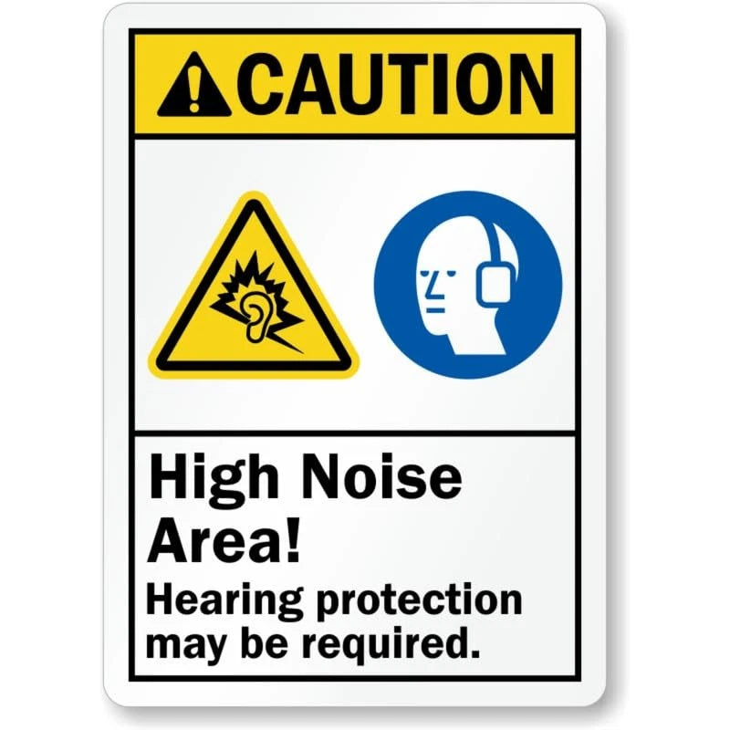 High Noise Hearing Protection Aluminum Sign — product artwork