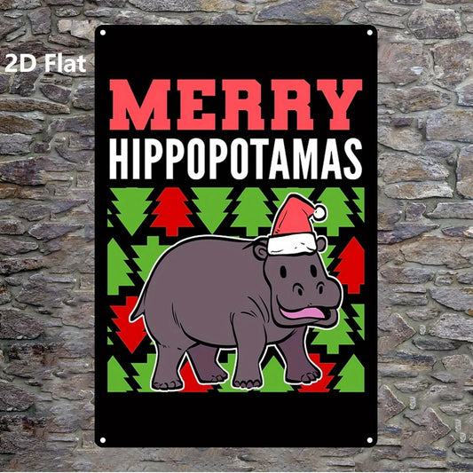 Hippopotamus Funny Aluminum Sign — product artwork