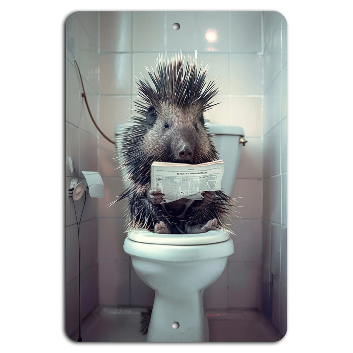 Porcupine Potty Quirky Bathroom Aluminum Sign — product artwork