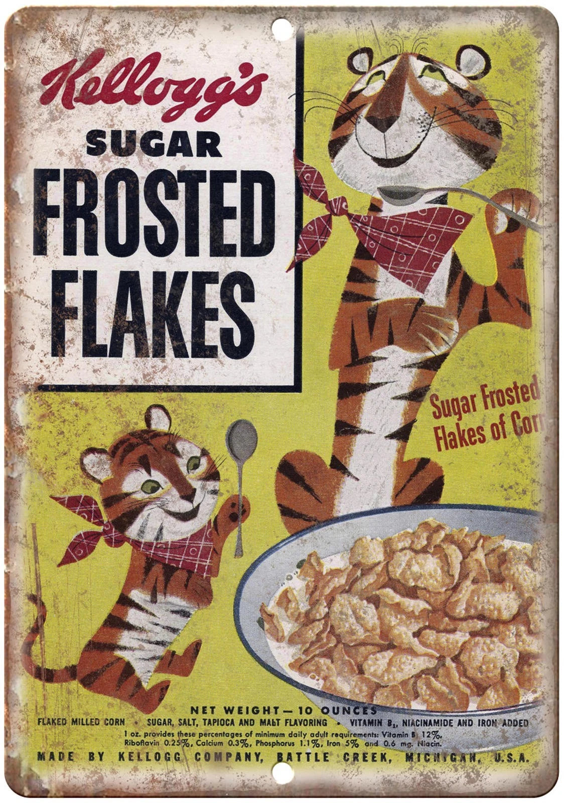 Frosted Flakes Funny Cereal Box Wall Art Aluminum Sign — product artwork