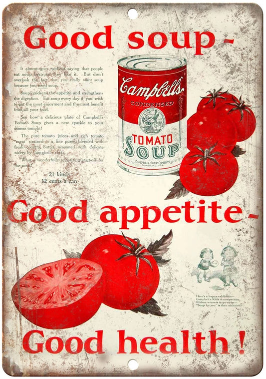 Tomato Soup Funny Vintage Aluminum Sign — product artwork