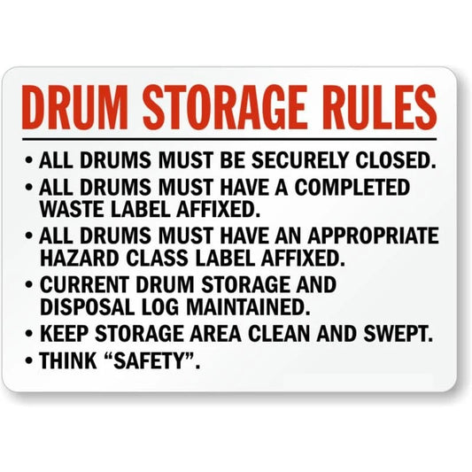 Drum Storage Chemical Hazard Aluminum Sign — product artwork