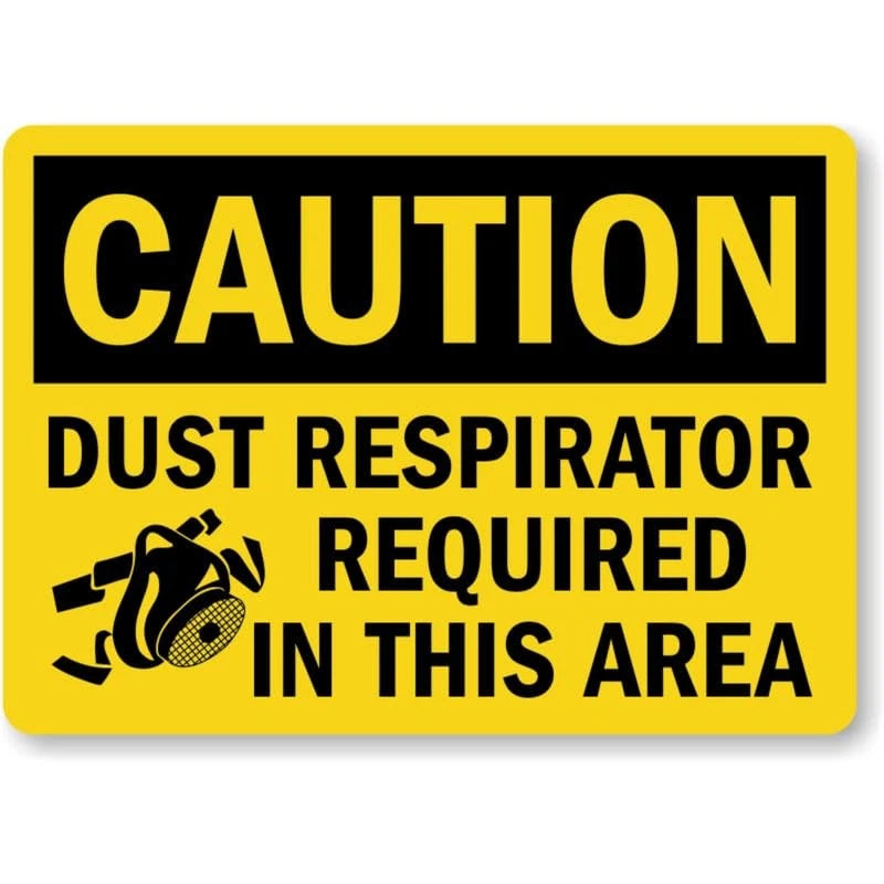 Dust Respirator Area Caution Aluminum Sign — product artwork
