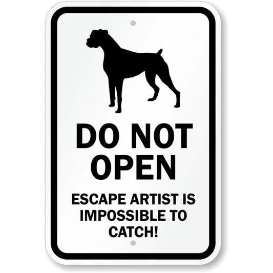 Dog Gate Warning Holes Aluminum Sign — product artwork