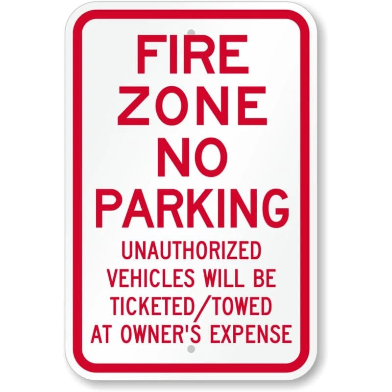 Fire Zone No Parking Aluminum Sign — product artwork