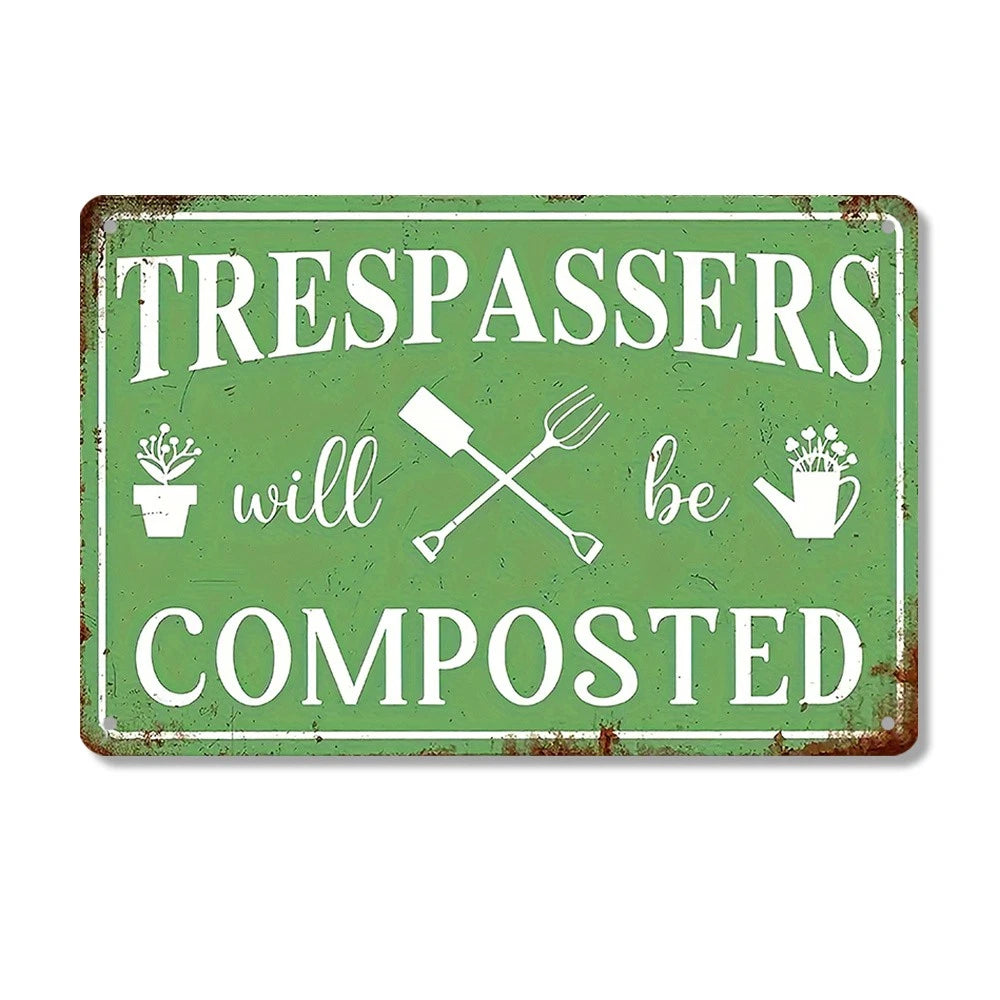 Compost Warning Funny Decorative Humor Aluminum Sign — product artwork