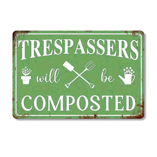 Compost Warning Funny Decorative Humor Aluminum Sign — product artwork