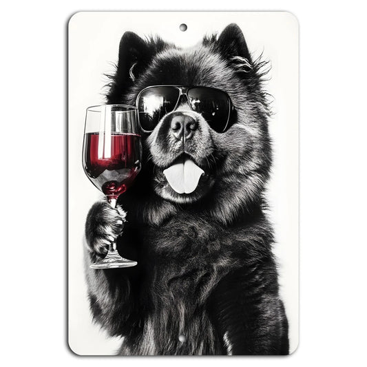 Decorative Chill Vibes Wine Shades Pets Aluminum Sign — product artwork