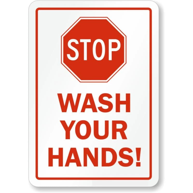 Stop Wash Hands Aluminum Sign — product artwork