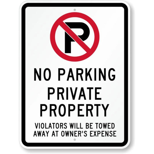 No Parking Private Property Violators Towed Aluminum Sign — product artwork