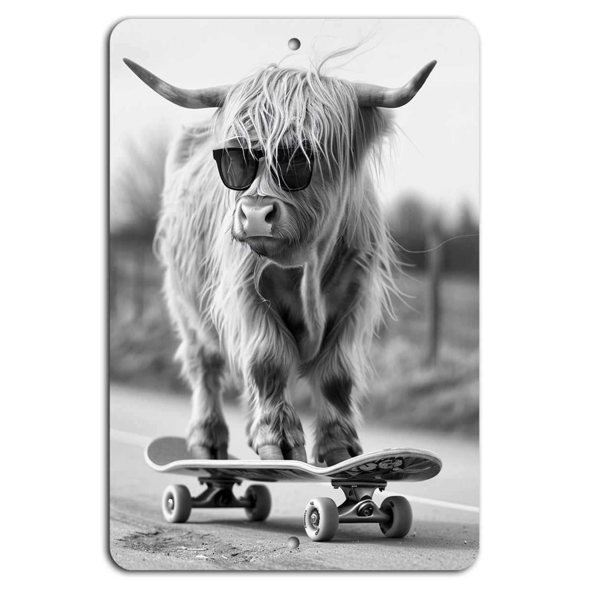 Cool Cow Skateboard Decorative Aluminum Sign — product artwork