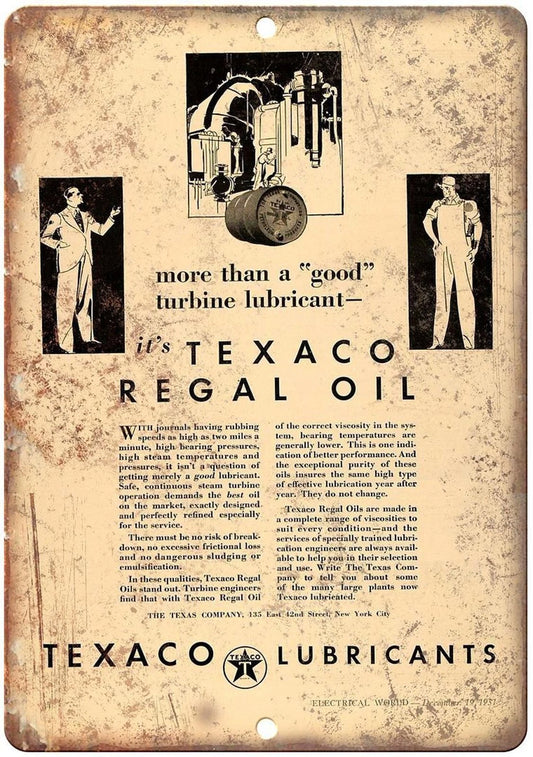 Vintage Texaco Regal Oil Funny Aluminum Sign — product artwork