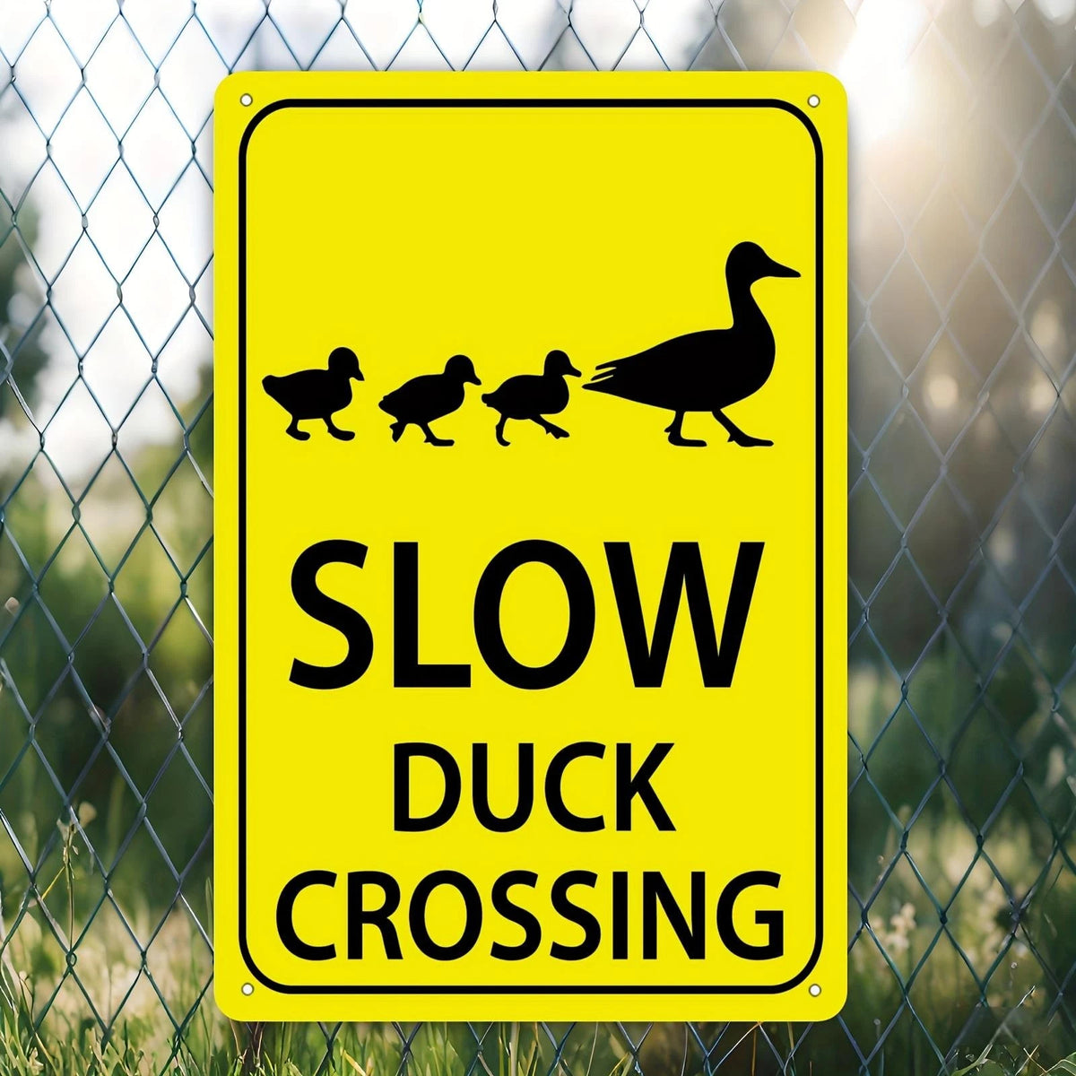 Slow Duck Crossing Bright Yellow Funny Aluminum Sign — product artwork