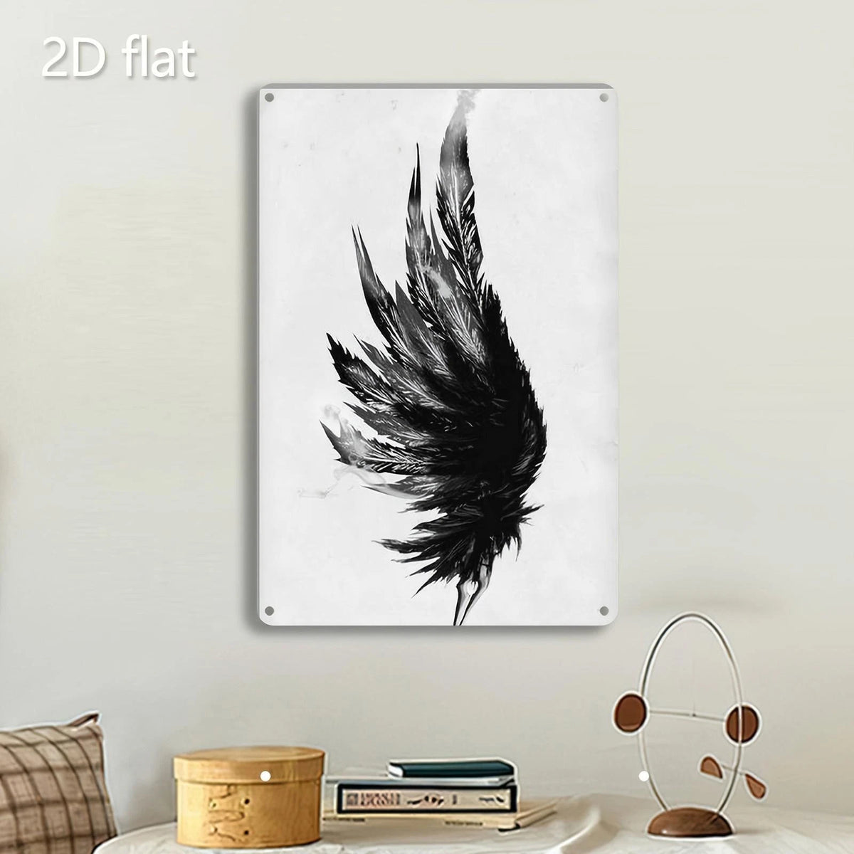 Art Modern Minimalist Black Feather Funny Aluminum Sign — product artwork