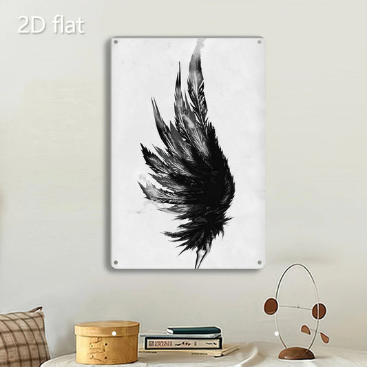 Art Modern Minimalist Black Feather Funny Aluminum Sign — product artwork