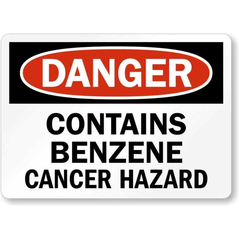 Contains Benzene Cancer Hazard Aluminum Sign — product artwork