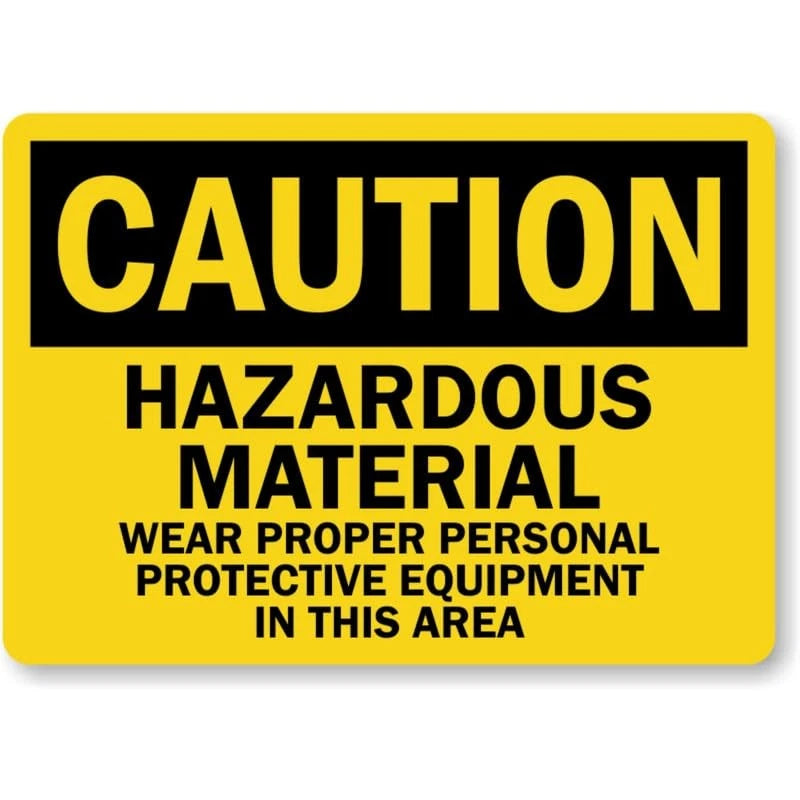 Hazard Material Wear Caution Aluminum Sign — product artwork