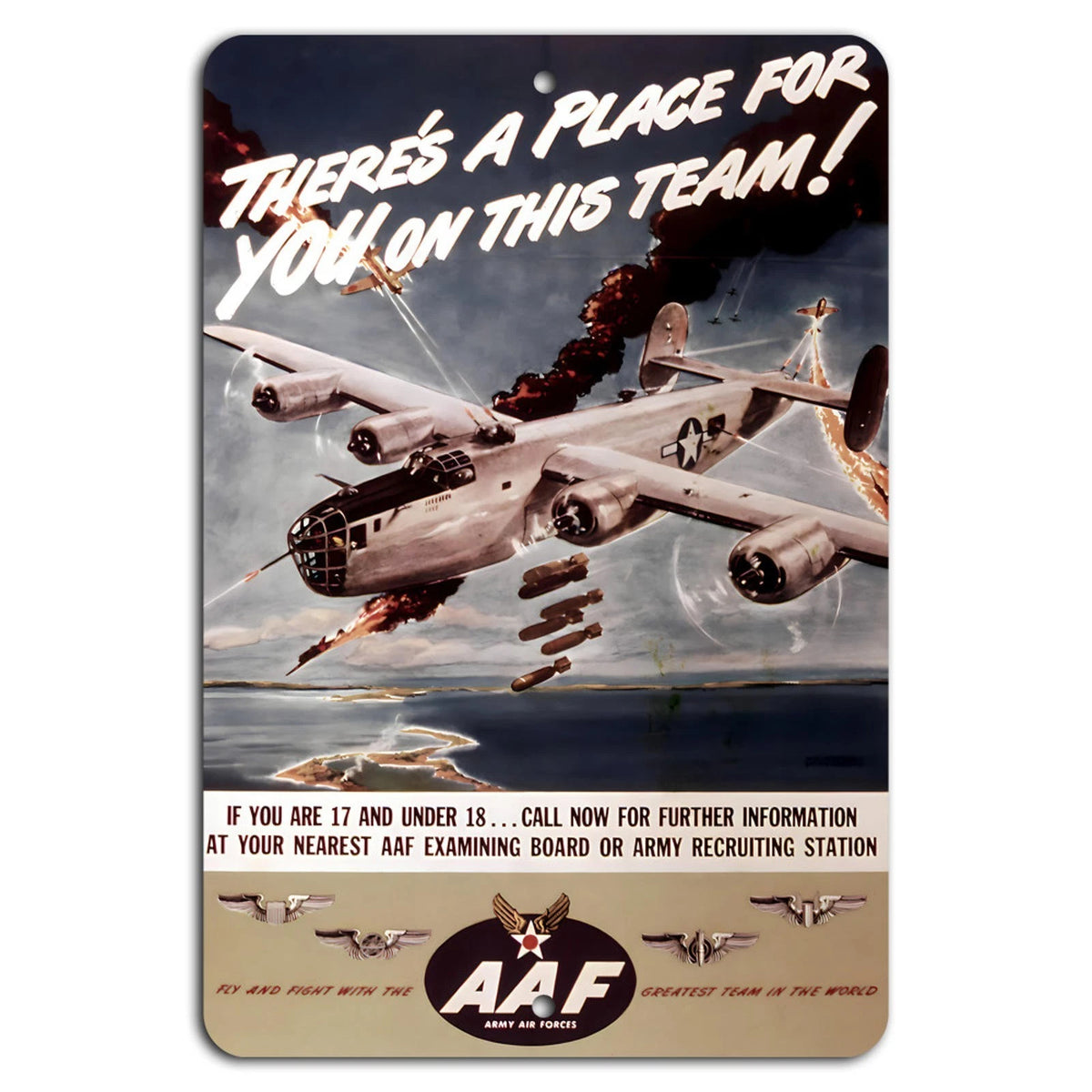 Army Air Forces Retro Military Recruitment Aluminum Sign — product artwork