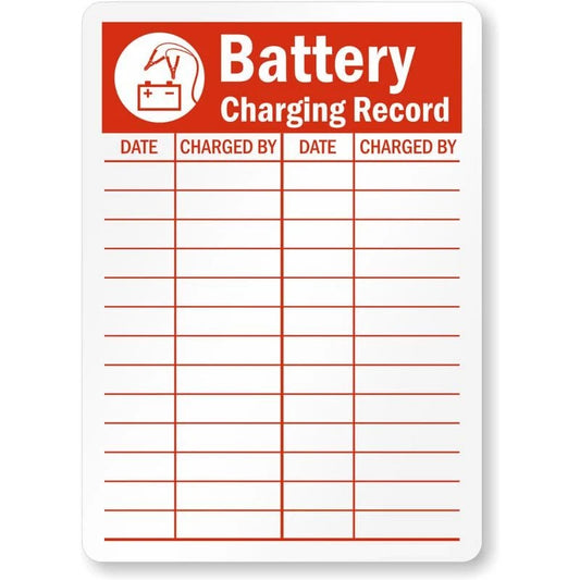 Battery Charging Record Battery Charging Area Aluminum Sign — product artwork
