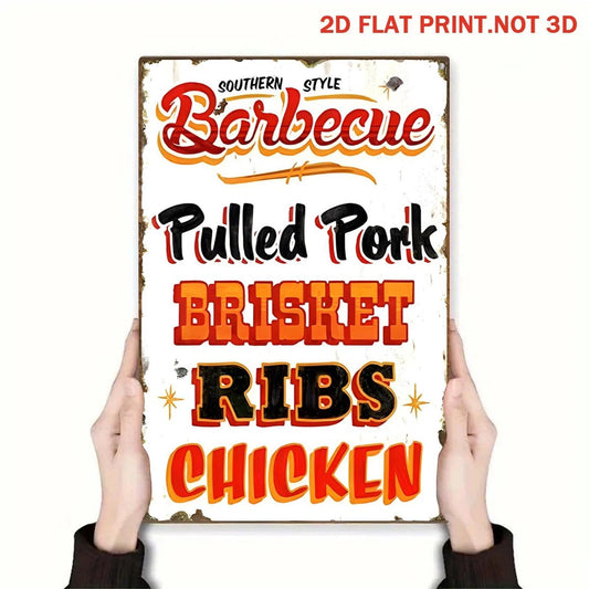 Southern Style BBQ Pulled Pork Brisket Ribs Chicken Aluminum Sign — product artwork