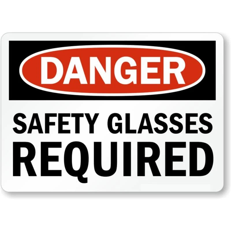Safety Glasses Required Danger Aluminum Sign — product artwork