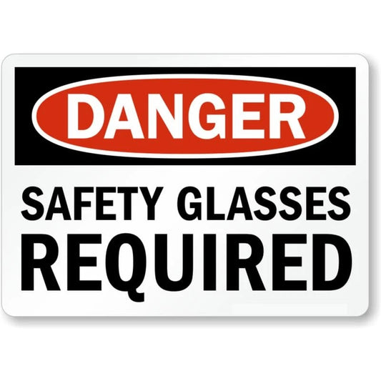 Safety Glasses Required Danger Aluminum Sign — product artwork