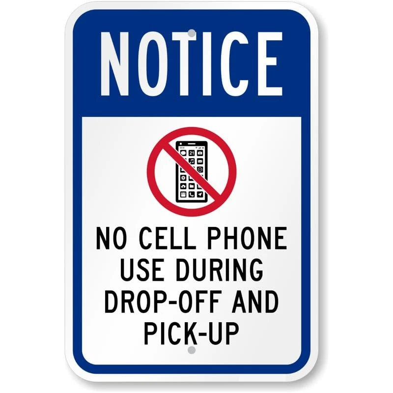 No Cell Phone Notice Aluminum Sign — product artwork