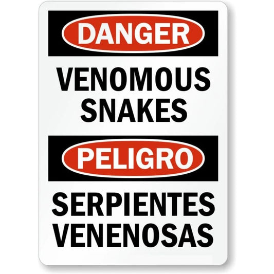 Bilingual Venomous Snakes Aluminum Sign — product artwork