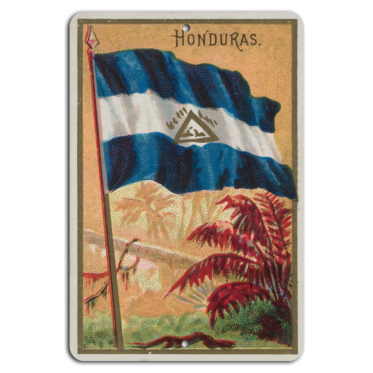 Honduran Vertical Patriotic Aluminum Sign — product artwork
