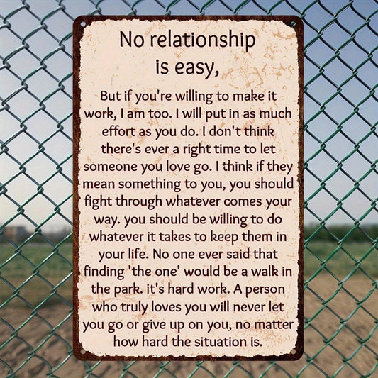 Vintage No Relationship Is Easy Funny Aluminum Sign — product artwork