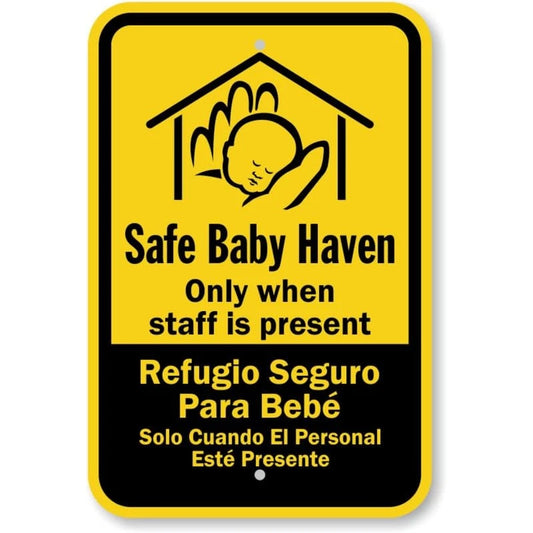 Bilingual Safe Baby Haven Aluminum Sign — product artwork