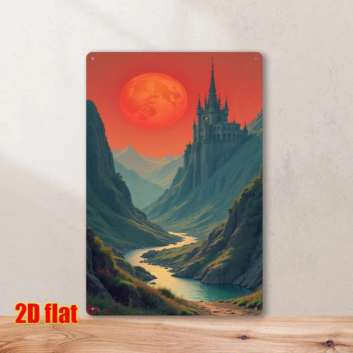 Wall Art Fantasy Castle Red Moon Funny Aluminum Sign — product artwork