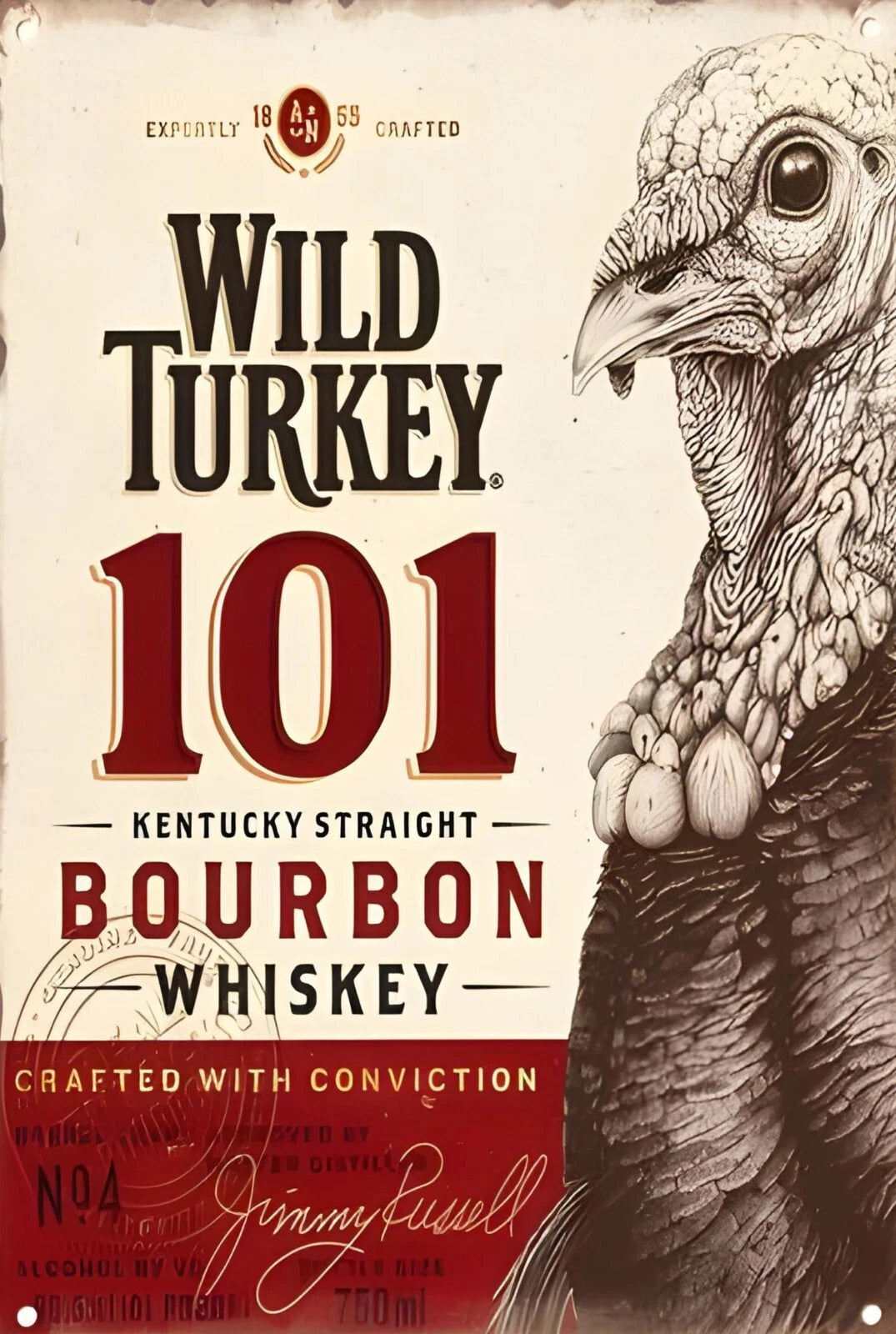 Wild Turkey 101 Kentucky Straight Bourbon Whiskey Aluminum Sign — product artwork