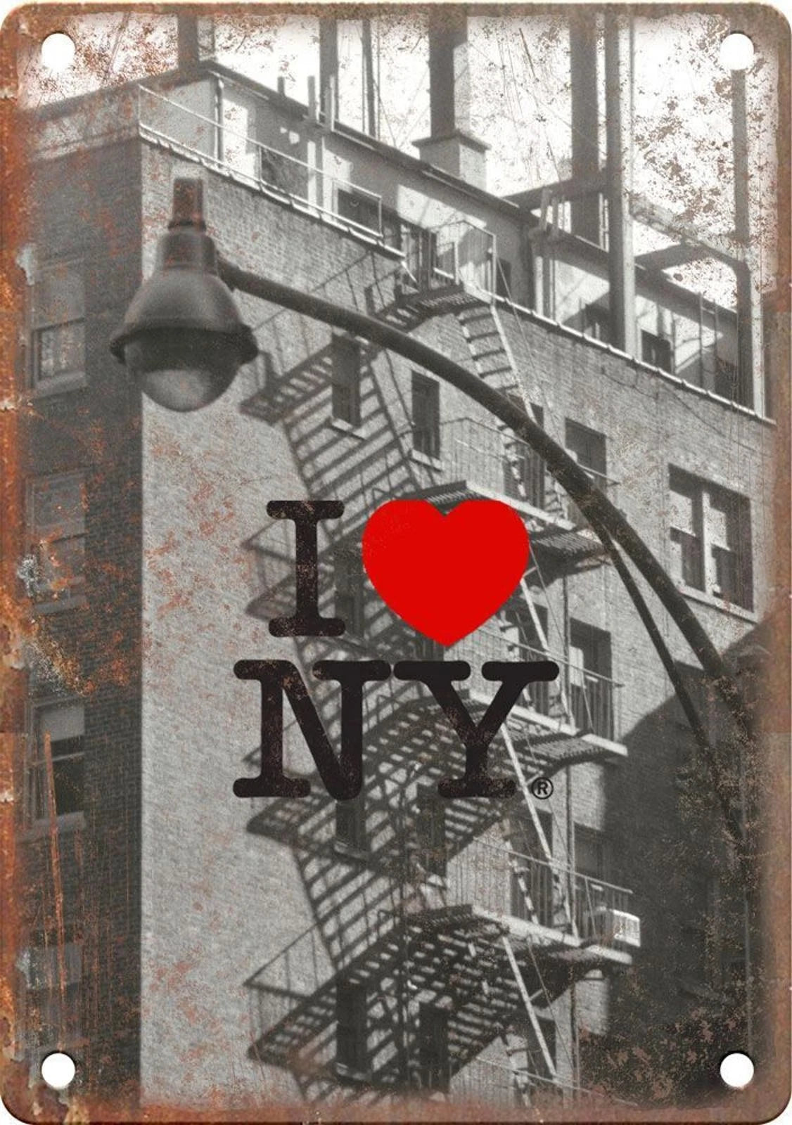 I Love New York Fire Escape Aluminum Sign — product artwork