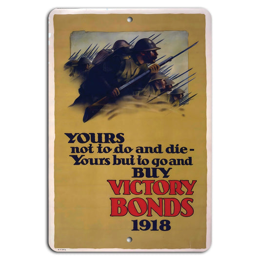 Victory Bonds Vintage Patriotic WWI Military Aluminum Sign — product artwork