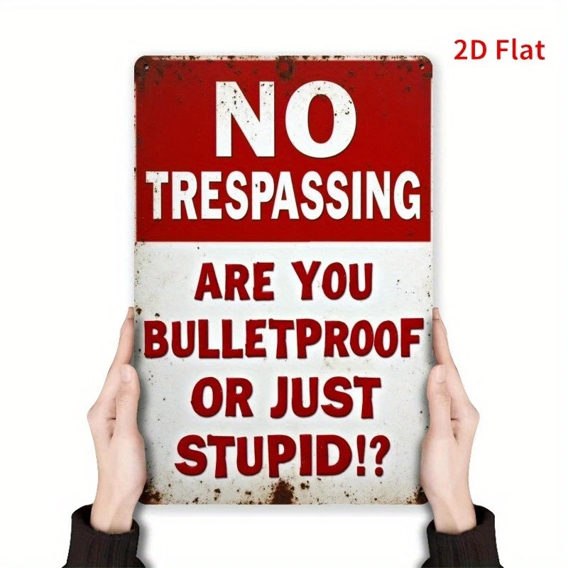 No Trespassing Funny Vintage Warning Aluminum Sign — product artwork