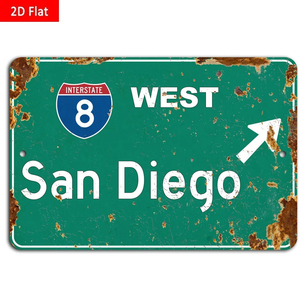 Vintage Highway San Diego Retro Wall Art Aluminum Sign — product artwork