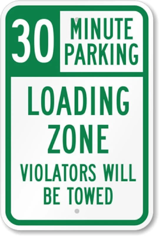 30 Minute Parking Business Traffic Aluminum Sign — product artwork