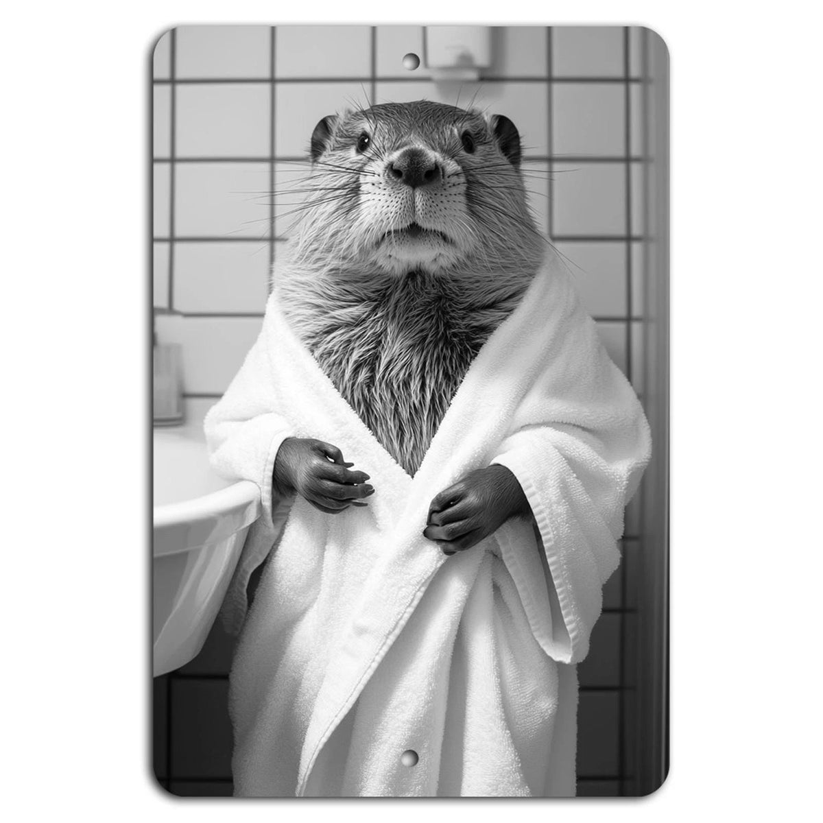 Otter Bathroom Vertical Aluminum Sign — product artwork