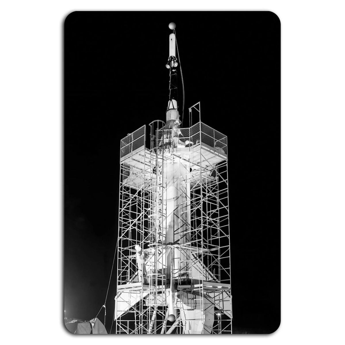 Vintage Rocket Mid Century Modern Retro Sci Fi Aluminum Sign — product artwork