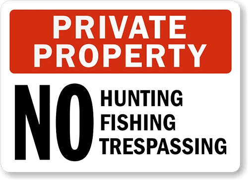 No Fishing Hunting Warning Aluminum Sign — product artwork
