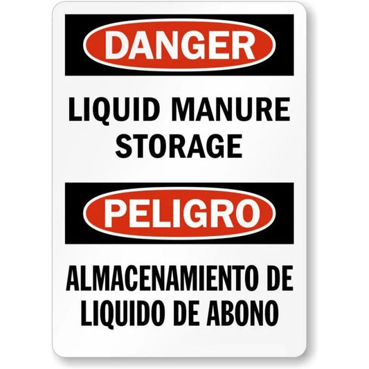 Bilingual Liquid Manure Storage Aluminum Sign — product artwork