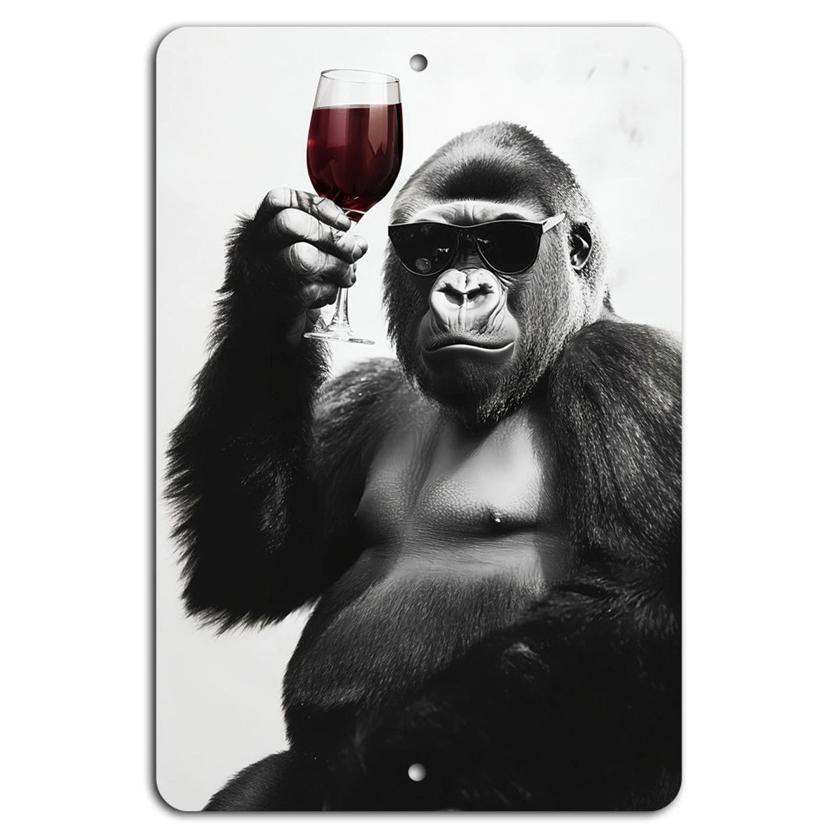 Wine Quirky Gorilla Cheers Aluminum Sign — product artwork