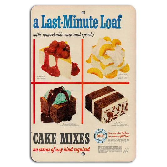 Cake Mix Retro Whimsical Kitchen Aluminum Sign — product artwork