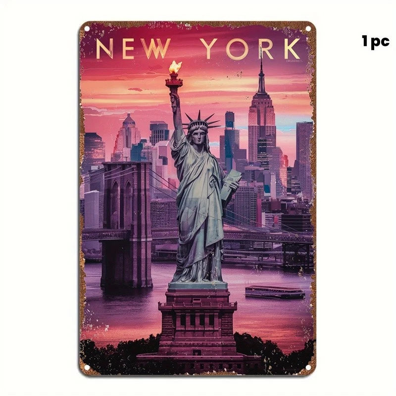 New York Skyline Iron Easy Mounting Aluminum Sign — product artwork